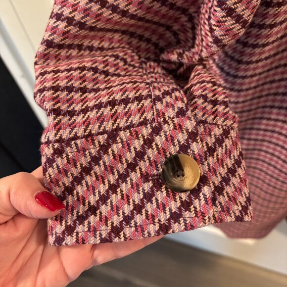 J.Jill Women's Pink/Purple Houndstooth Jacquard Knit Jacket Blazer ~ Large ~ EUC - Picture 7 of 7